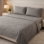 Modern Textured Designer Bedsheet Set – Elegant Grey Comfort